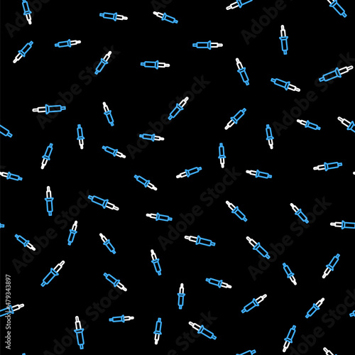 Line Soldering iron icon isolated seamless pattern on black background. Vector