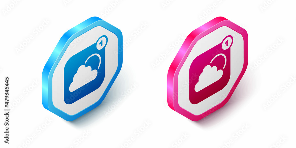 Isometric Weather forecast app icon isolated on white background. Hexagon button. Vector Isometric Weather forecast app icon isolated on white background. Hexagon button. Vector