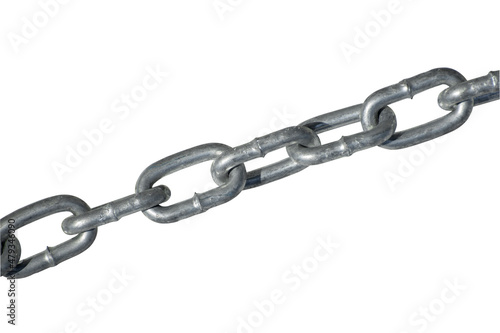 New steel chain on a white background, isolated. Protection and safety concept.