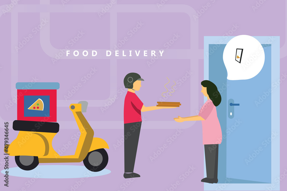 2d illustration online food delivery concept
2d illustration online food delivery concept