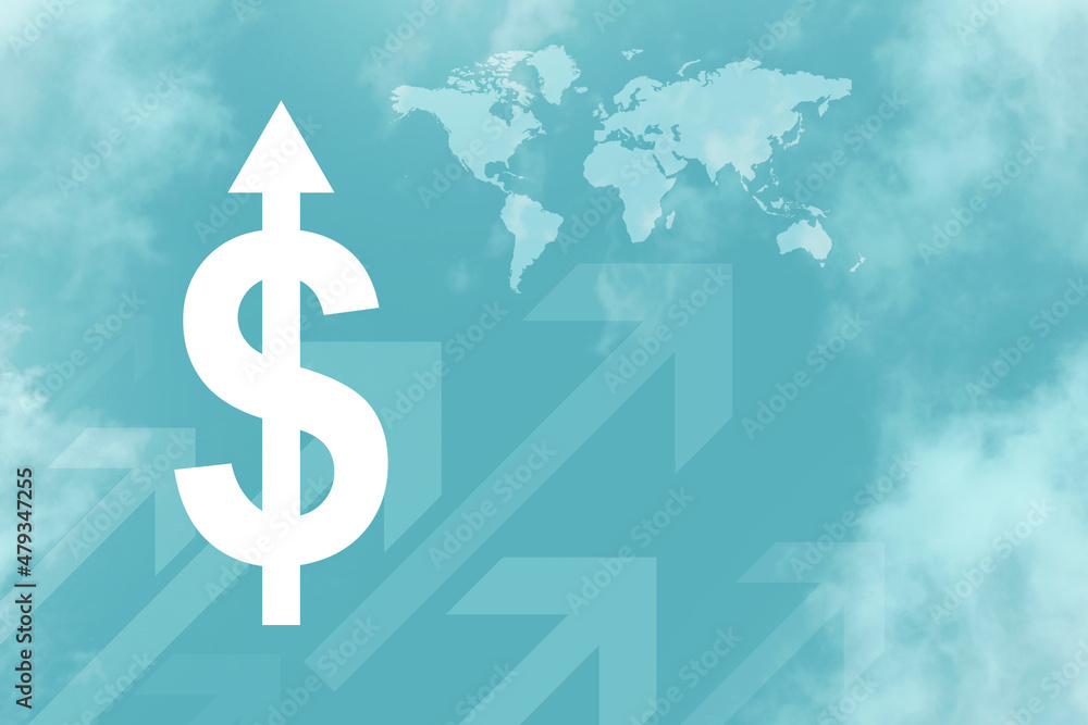 Obraz premium 2d render Dollar rises arrow 