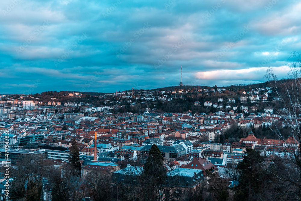 Fototapeta premium city panorama from Stuttgart at day
