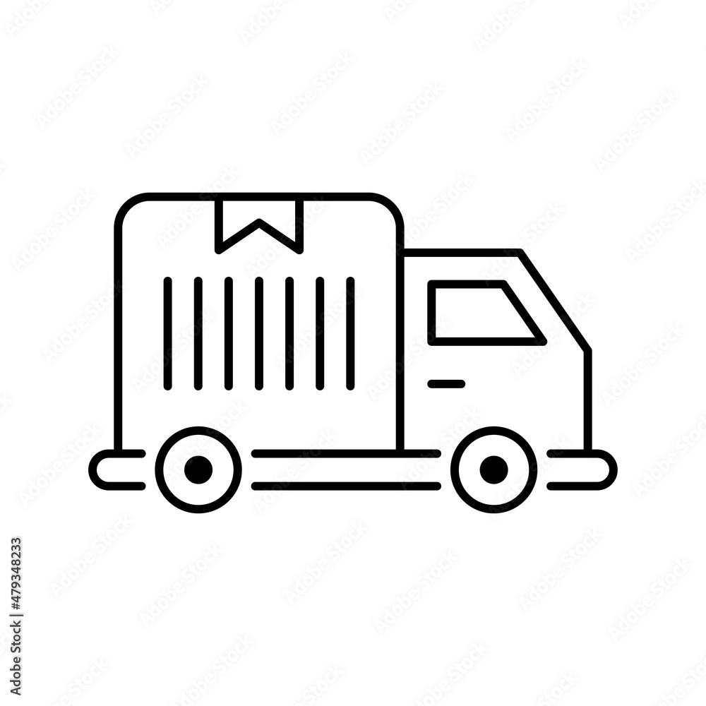 Logistic Truck vector Outline Icon Design illustration. Shipping and Delivery Symbol on White background EPS 10 File