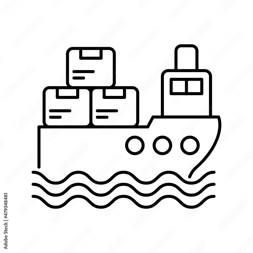 Ship Delivery vector Outline Icon Design illustration. Shipping and Delivery Symbol on White background EPS 10 File Ship Delivery vector Outline Icon Design illustration. Shipping and Delivery Symbol on White background EPS 10 File