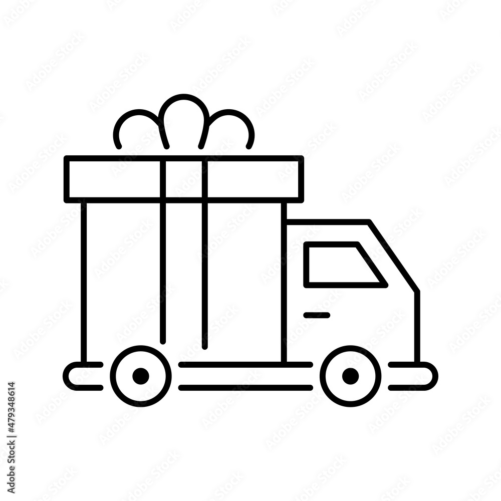 Gift Delivery vector Outline Icon Design illustration. Shipping and Delivery Symbol on White background EPS 10 File Gift Delivery vector Outline Icon Design illustration. Shipping and Delivery Symbol on White background EPS 10 File