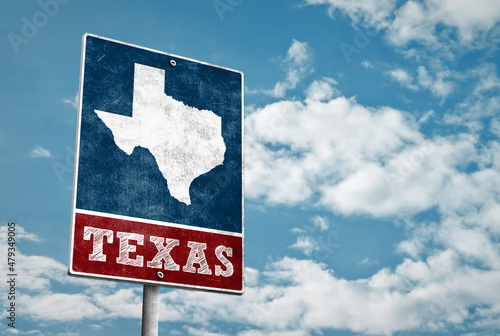 Texas road sign in vintage design photo