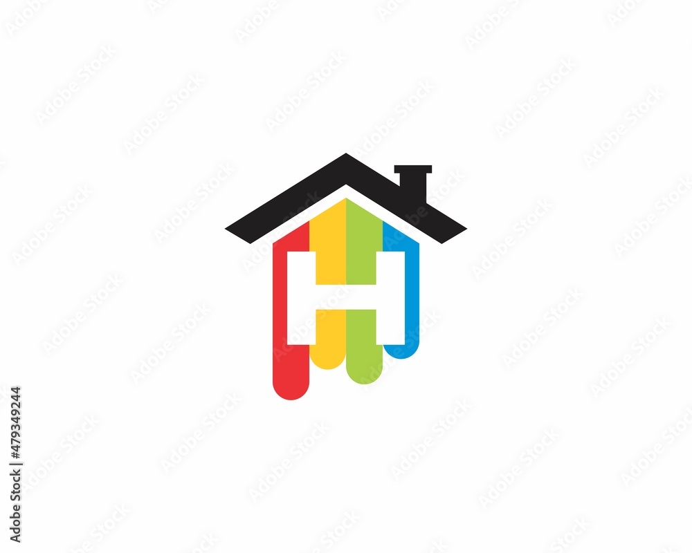 Colorful House With Negative Space Letter H Logo Icon 001 Colorful House With Negative Space Letter H Logo Icon 001