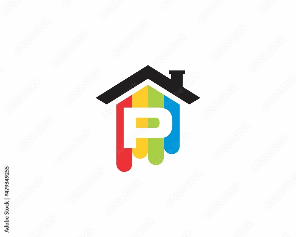 Colorful House With Negative Space Letter P Logo Icon 001 Colorful House With Negative Space Letter P Logo Icon 001