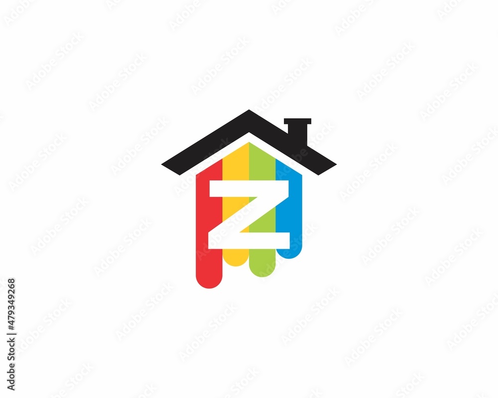 Colorful House With Negative Space Letter Z Logo Icon 001 Colorful House With Negative Space Letter Z Logo Icon 001