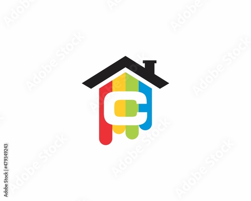 Wallpaper Mural Colorful House With Negative Space Letter C Logo Icon 001 Torontodigital.ca