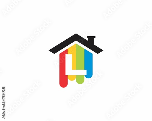 Wallpaper Mural Colorful House With Negative Space Letter L Logo Icon 001 Torontodigital.ca