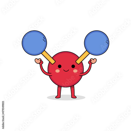 Cute chemistry molecule cartoon character spreading love