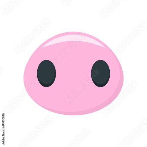 Flat icon with nose pig. Flat vector illustration, cartoon, character. Cartoon illustration.
