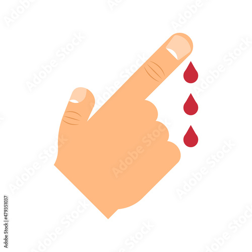 Blood from a finger vector icon. Blood from a finger in cartoon style. Isolated vector.