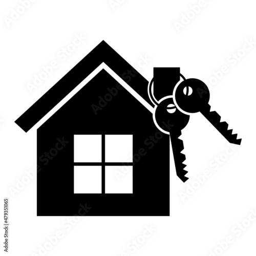 Buying new building icon vector. Keys to a new home. Sale house vector illustration.