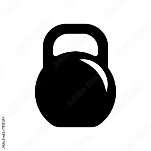 Black kettlebell icon on white background. Isolated vector icon. Symbol of strength.