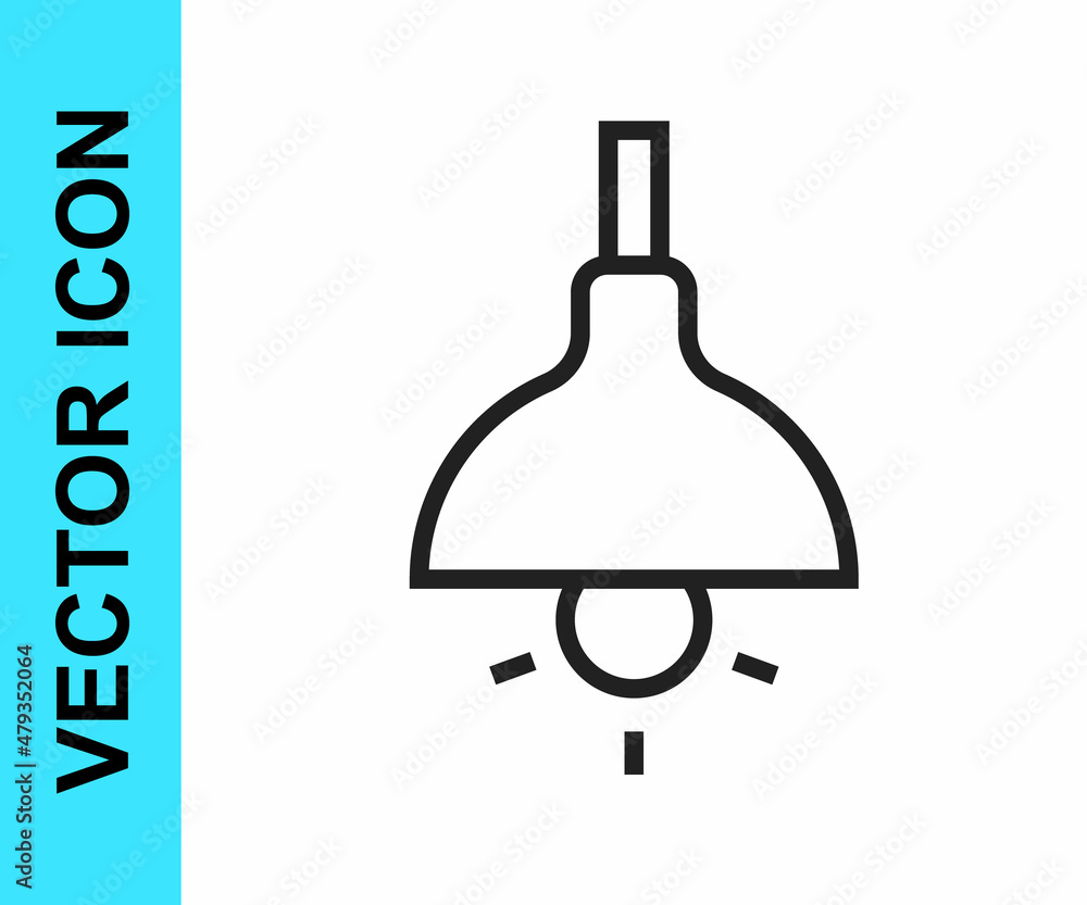 Black line Lamp hanging icon isolated on white background. Ceiling lamp light bulb. Vector Black line Lamp hanging icon isolated on white background. Ceiling lamp light bulb. Vector
