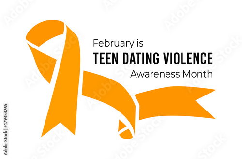 Teen Dating Violence Awareness Month. Vector illustration with ribbon on white