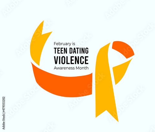 Teen Dating Violence Awareness Month. Vector illustration with ribbon on white