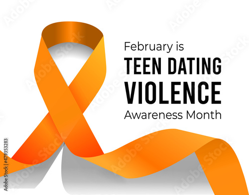 Teen Dating Violence Awareness Month. Vector illustration with ribbon on white