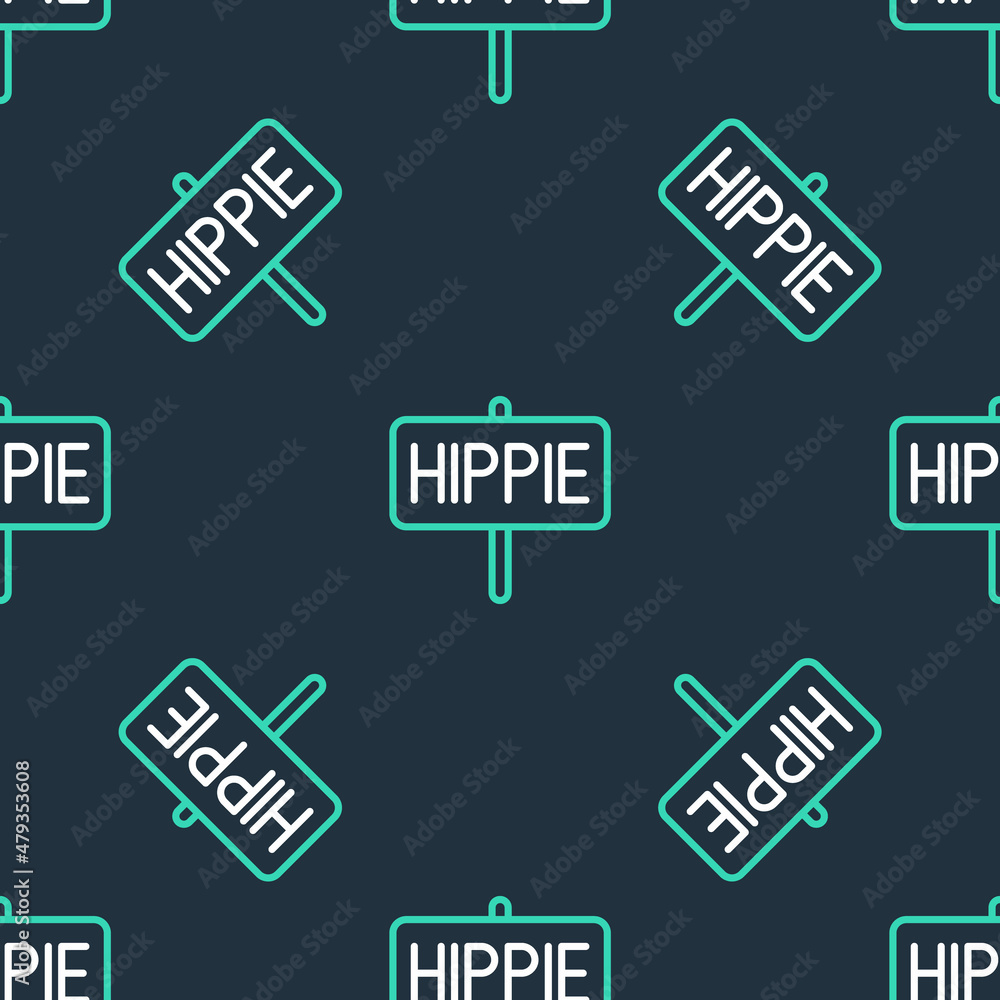 Line Peace icon isolated seamless pattern on black background. Hippie symbol of peace. Vector Line Peace icon isolated seamless pattern on black background. Hippie symbol of peace. Vector
