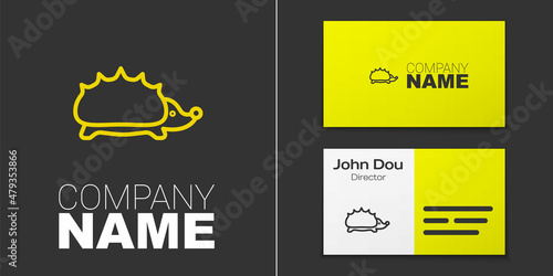 Logotype line Hedgehog icon isolated on grey background. Animal symbol. Logo design template element. Vector