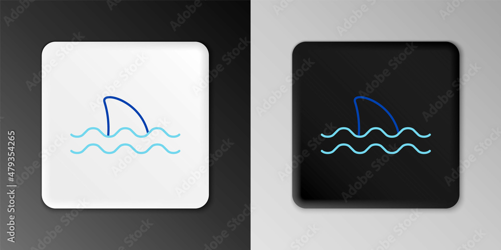 Line Shark fin in ocean wave icon isolated on grey background. Colorful outline concept. Vector Line Shark fin in ocean wave icon isolated on grey background. Colorful outline concept. Vector