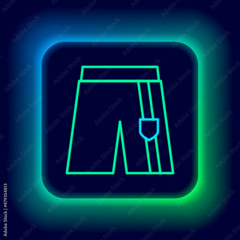 Glowing neon line Short or pants icon isolated on black background. Colorful outline concept. Vector Glowing neon line Short or pants icon isolated on black background. Colorful outline concept. Vector