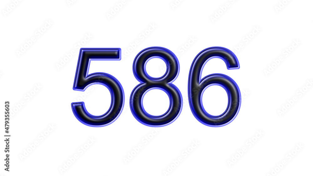 blue 586 number 3d effect white background blue 586 number 3d effect white background