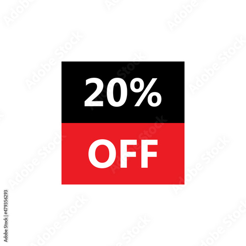 Up To 20% Off. Vector illustration of special offer sale sticker on white background. Red black bargain symbol. Cut price icon. Discount, sale concept.