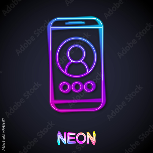 Glowing neon line Video chat conference icon isolated on black background. Online meeting work form home. Remote project management. Vector