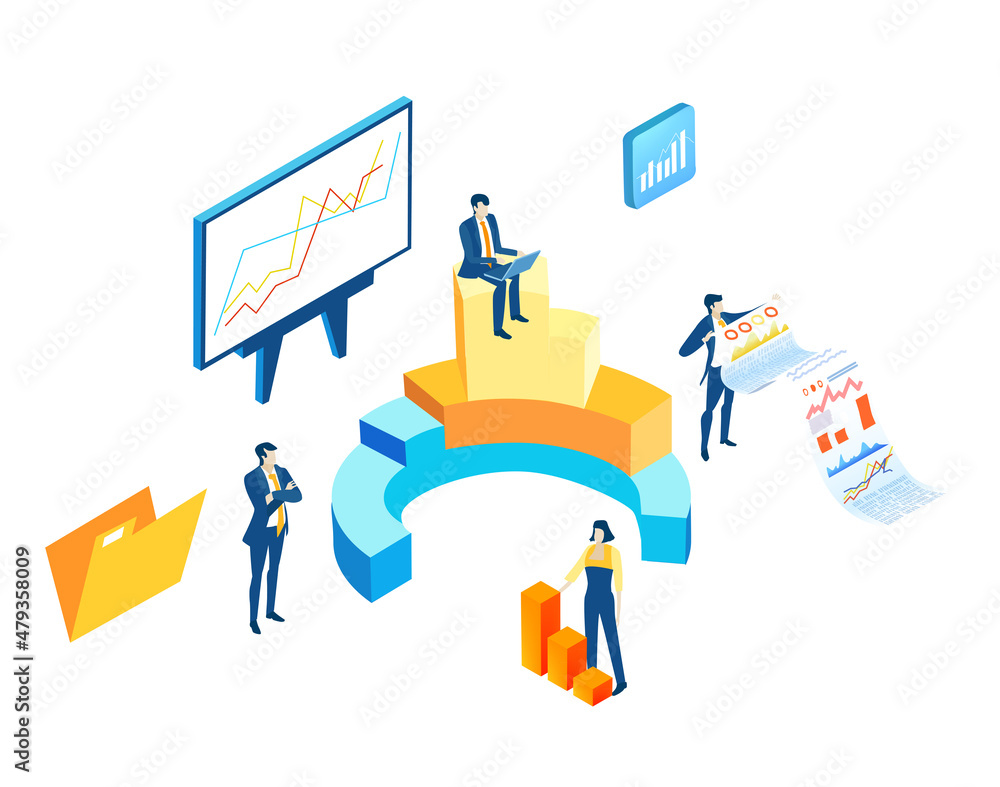 Isometric 3D business concept environment, Creative team working together, developing project, reading graphs, analysing data.
Isometric 3D business concept environment, Creative team working together, developing project, reading graphs, analysing data.
