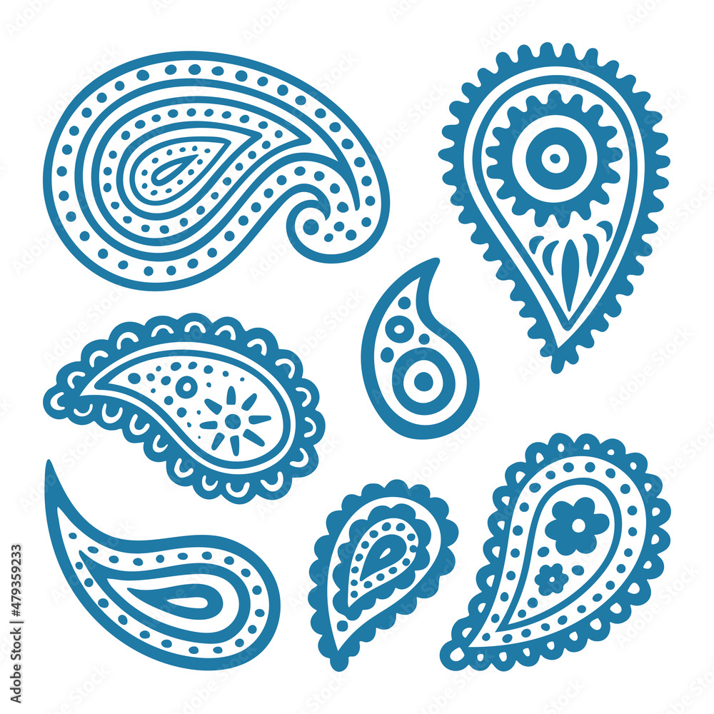 Traditional paisley ornament. Hand drawn abstract design element ...