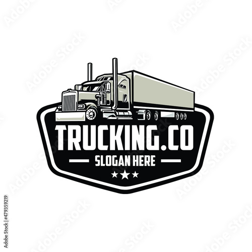 Trucking company emblem badge ready made logo vector isolated. Best for truck and freight related logo