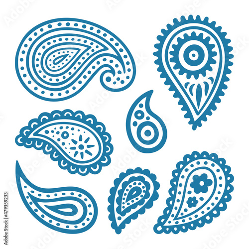 Traditional paisley ornament. Hand drawn abstract design element illustrations. Simple drawing floral pattern. Part of set. photo