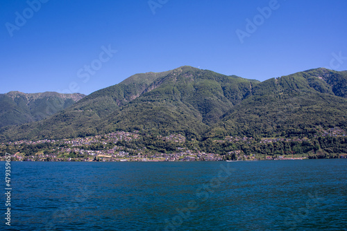 View of the Lake Maggiore, between the lovely cities of Locarno and Ascona, Ticino, Southern Switzerland © lucazzitto