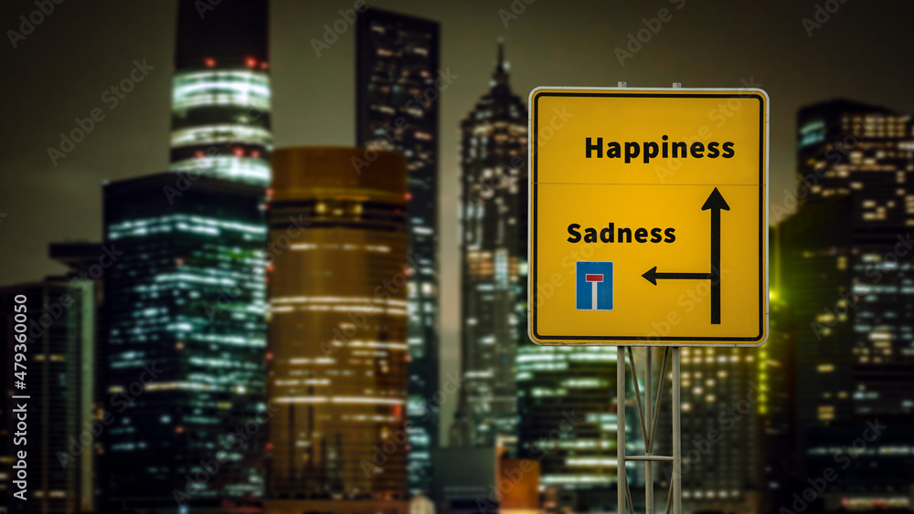 Obraz premium Street Sign Happiness versus Sadness