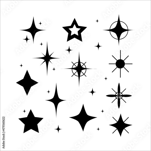 Set of symbols of black stars on a white background. Vector illustration