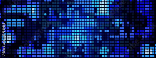  Mosaic vector background. Random pattern design Texture of geometric shapes, smooth squares. Digital network, cells. Building. Tetris. Poster of business, social networks, medicine, technology, web.