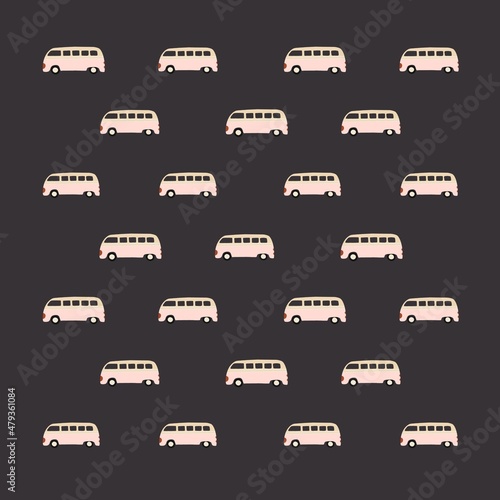 Seamless pattern with toy cars on black background. Vintage auto. Retro style automobile. Boy   s print. Fabric  wallpapers. Illustration 