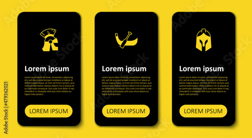 Set Roman army helmet, Gondola boat and . Business infographic template. Vector