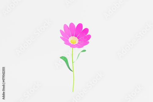 Cartoon flower stylized pink chamomile icon isolated 3d render 3d illustration