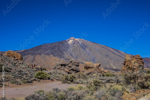 Beautiful view of Teide (Mount Teide) Volcano Mountain in Taide Park. Teide Peak is the highest point in Spain. Tenerife, Canary Islands, Spain.