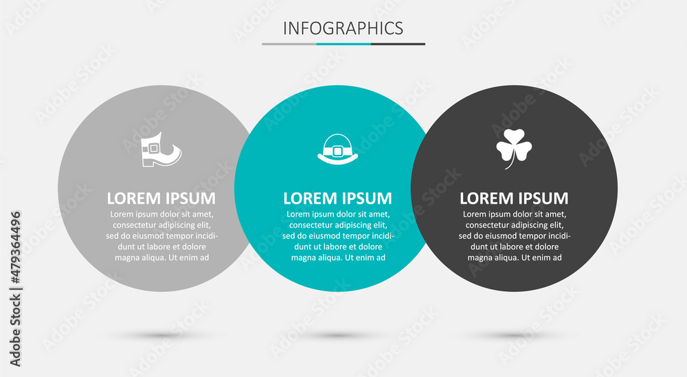 Set Leprechaun hat, boot and Clover trefoil leaf. Business infographic template. Vector Set Leprechaun hat, boot and Clover trefoil leaf. Business infographic template. Vector