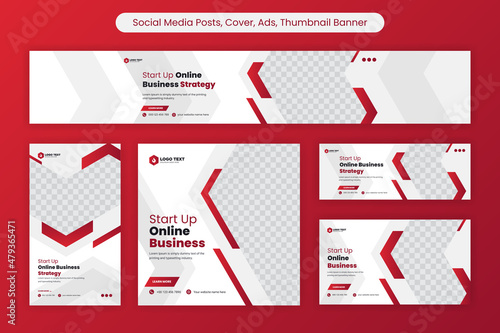 Creative corporate business social media posts,  ads, Facebook cover, web banner, Youtube banner thumbnail template banner package set bundle