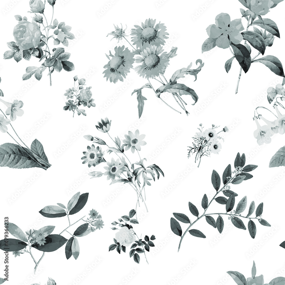Obraz premium A beautiful and stunning repeated florals patterns free download perfect for fabrics, t-shirts, mugs, packaging etc