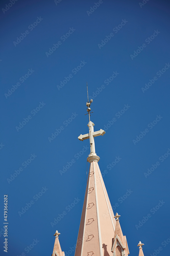 Church building on clear sky background Church building on clear sky background