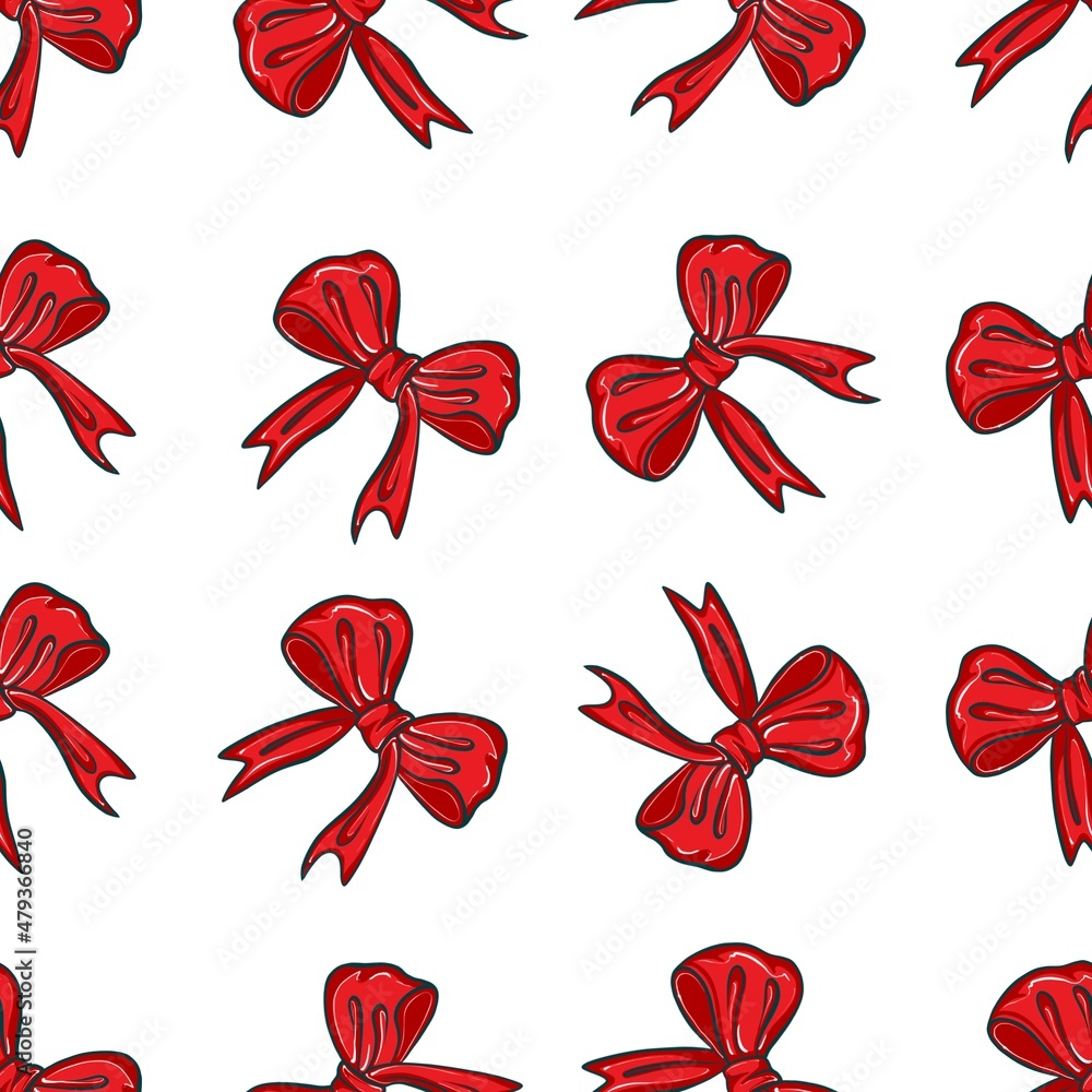 Seamless pattern of red bows on white background Seamless pattern of red bows on white background