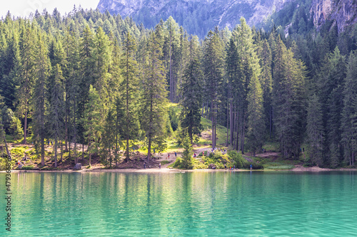 Beautiful view of Lake Braies in the province of Bolzan © lapas77