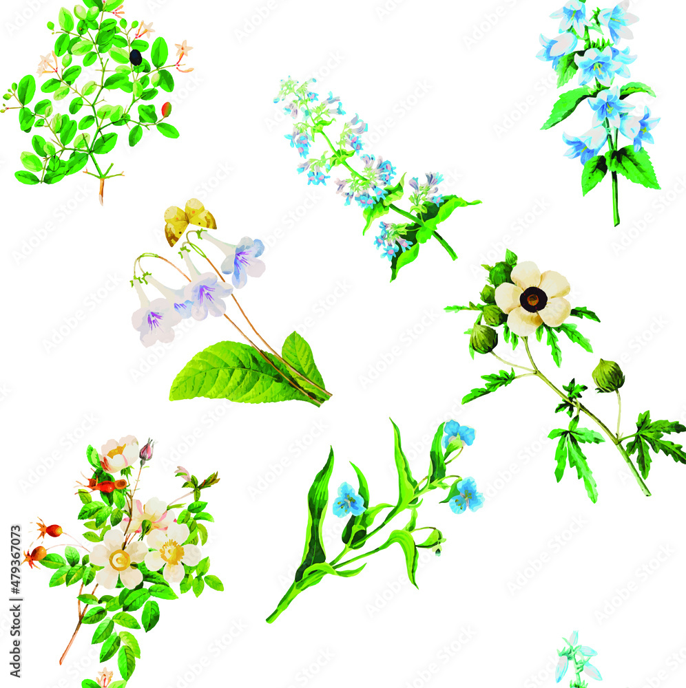 Obraz premium Beautiful seamless repeated vintage florals patterns free download perfect for fabrics, t-shirts packaging etc